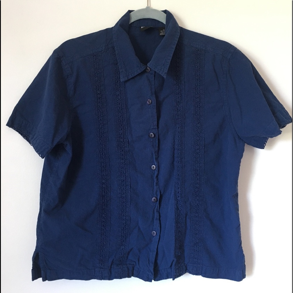 Erika Navy Lace Panel Blouse